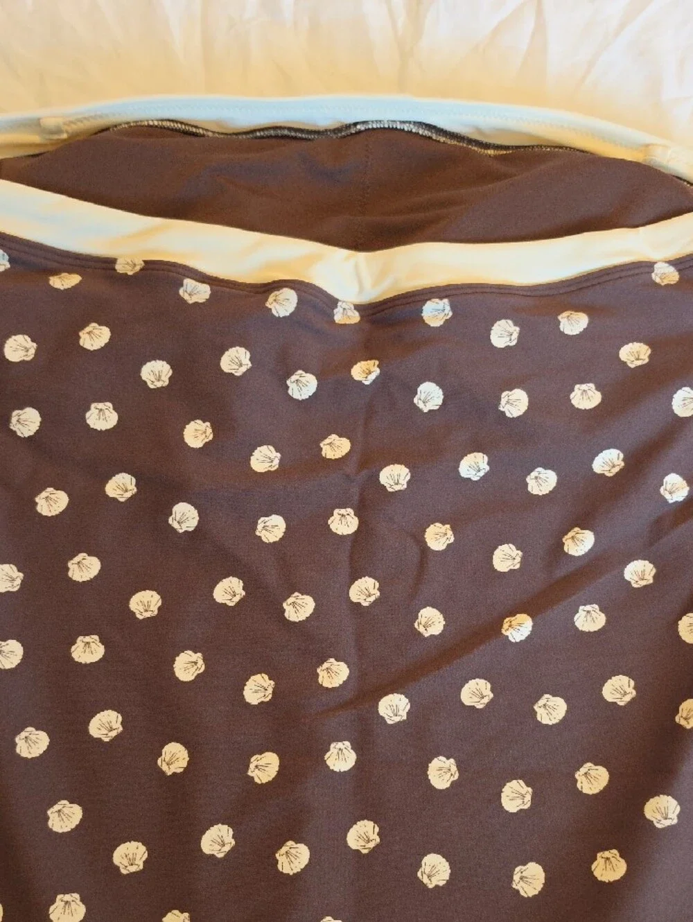 Abercrombie & Fitch Brown One-Piece Swimsuit with Cream Sea Shell Pattern - Picture 5 of 6